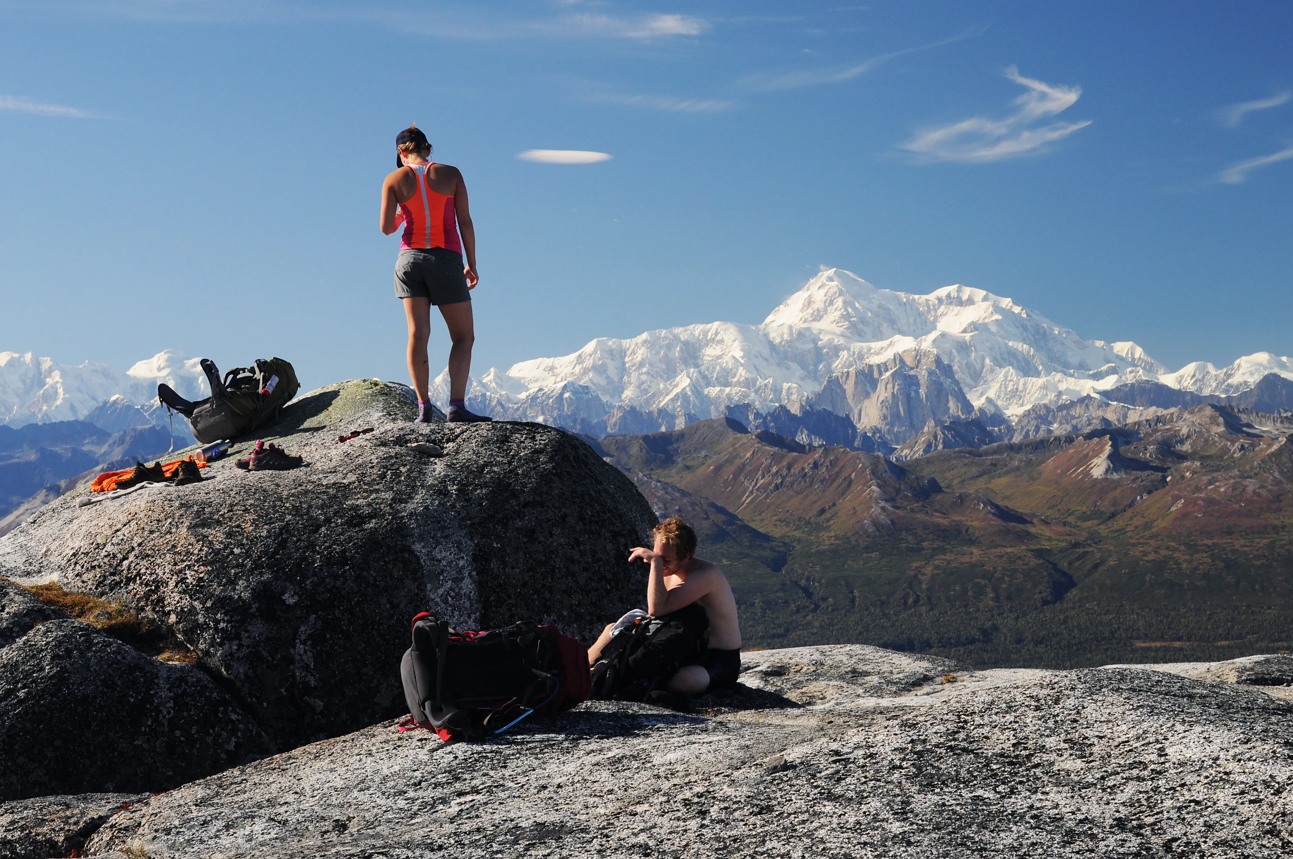A high point on Denali State Park's Kesugi Ridge Trail, with Denali in the background.