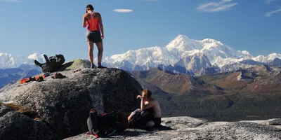 A high point on Denali State Park's Kesugi Ridge Trail, with Denali in the background.