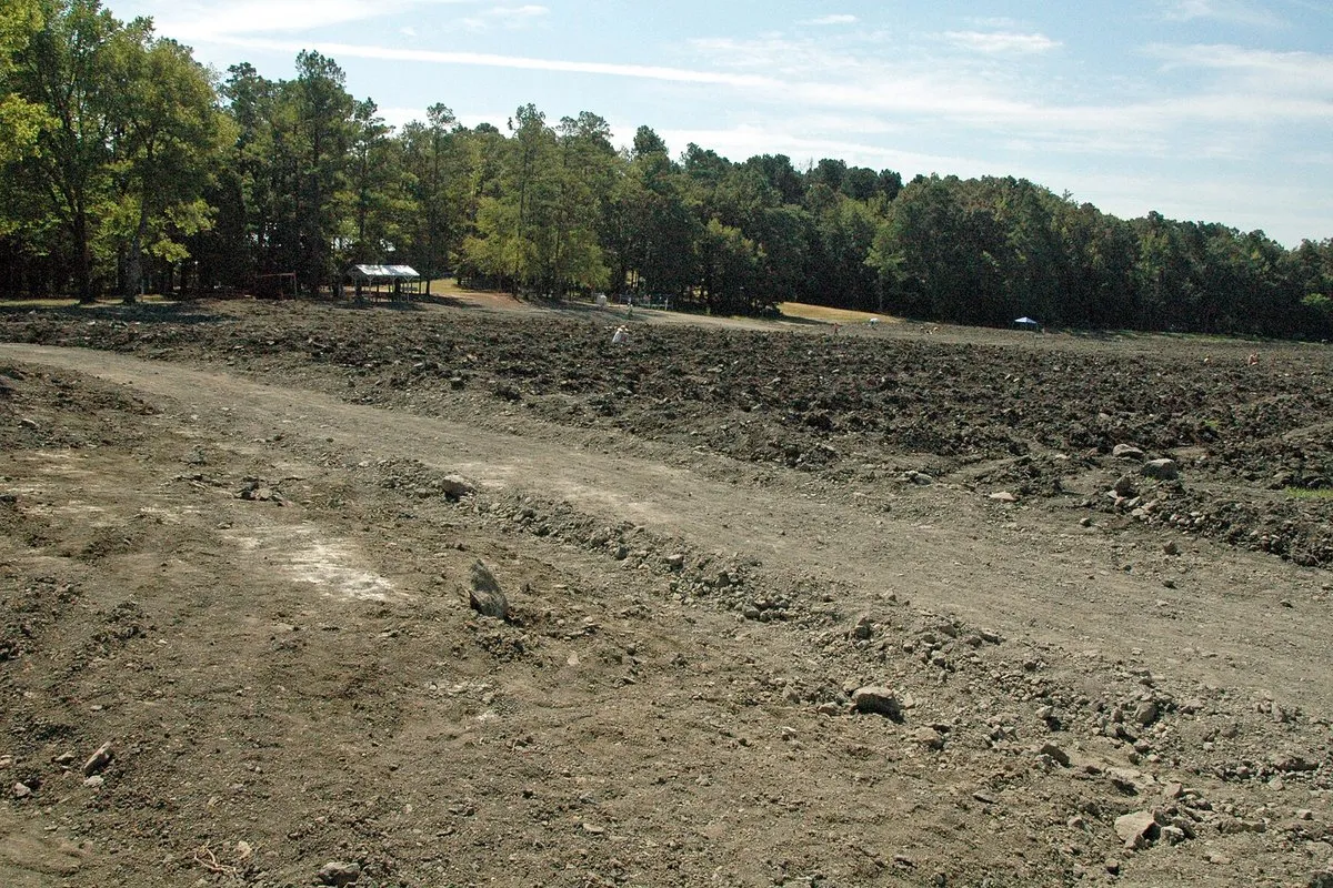 Close-up view of the volcanic diamond search field at Crater of Diamonds State Park, Arkansas