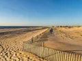 Scenic view of the Atlantic Ocean shoreline and sandy beach at Delaware Seashore State Park, Delaware