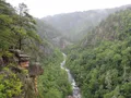 Scenic view of the deep rocky gorge and waterfalls at Tallulah Gorge, Georgia
