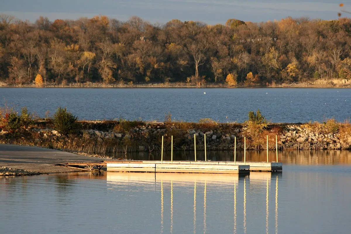 Scenic view of Clinton Lake and shoreline at Clinton State Park, Kansas