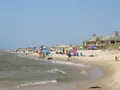 Scenic view of sand dunes and Lake Michigan shoreline at Ludington State Park, Michigan