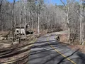 Scenic view of ancient sandstone rock outcroppings and forested ridges at Tishomingo State Park, Mississippi