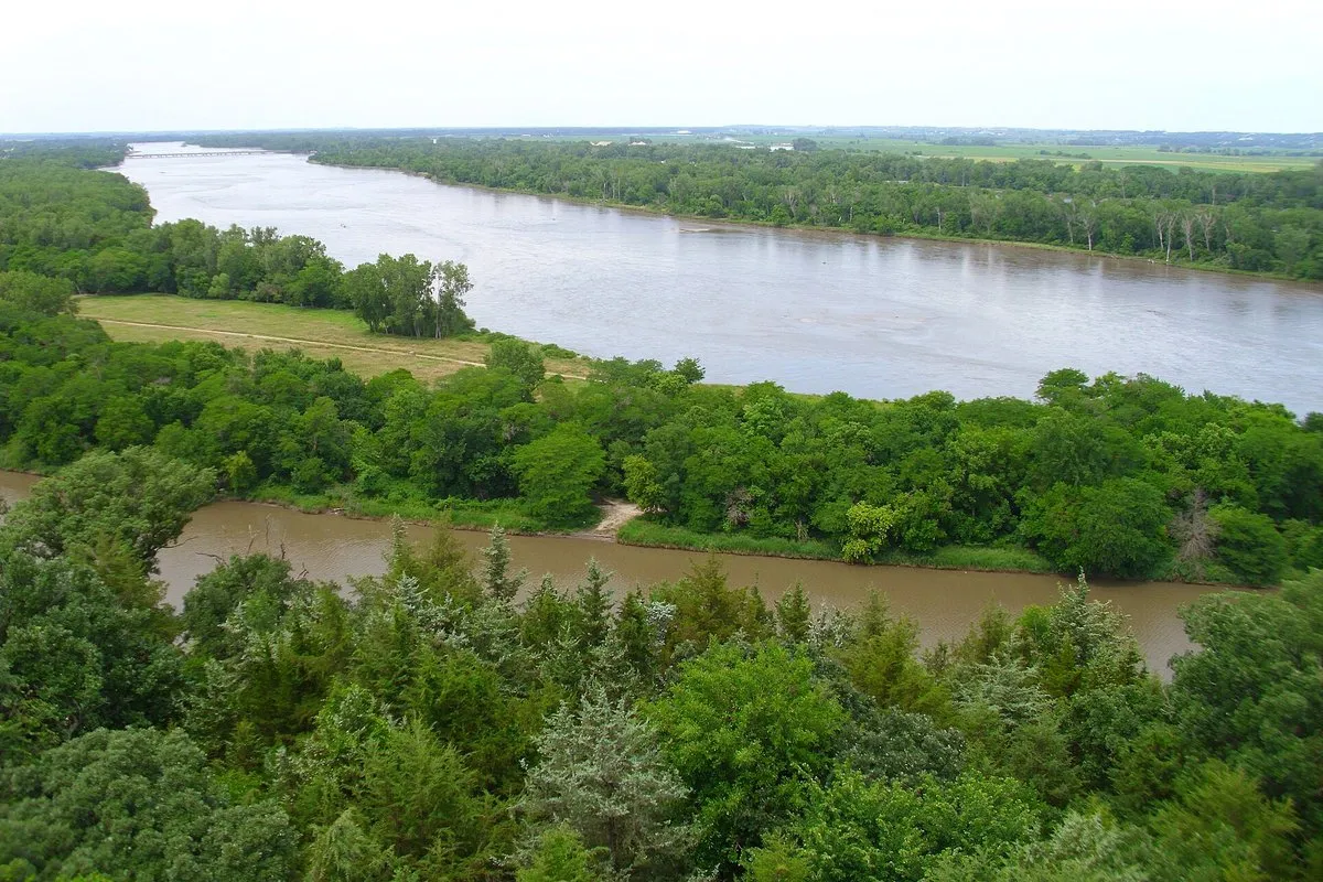Wooded hillside and open grounds at Eugene T. Mahoney State Park, Nebraska