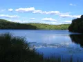 Scenic view of wooded Highlands landscape and historic grounds at Ringwood State Park, New Jersey