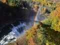 Scenic view of the Genesee River gorge and waterfalls at Letchworth State Park, New York