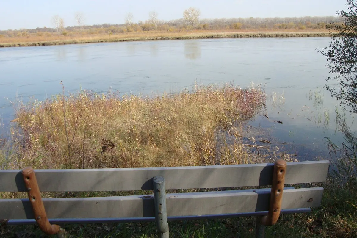 Scenic view of rolling prairie and Missouri River bottomlands at Cross Ranch State Park, North Dakota