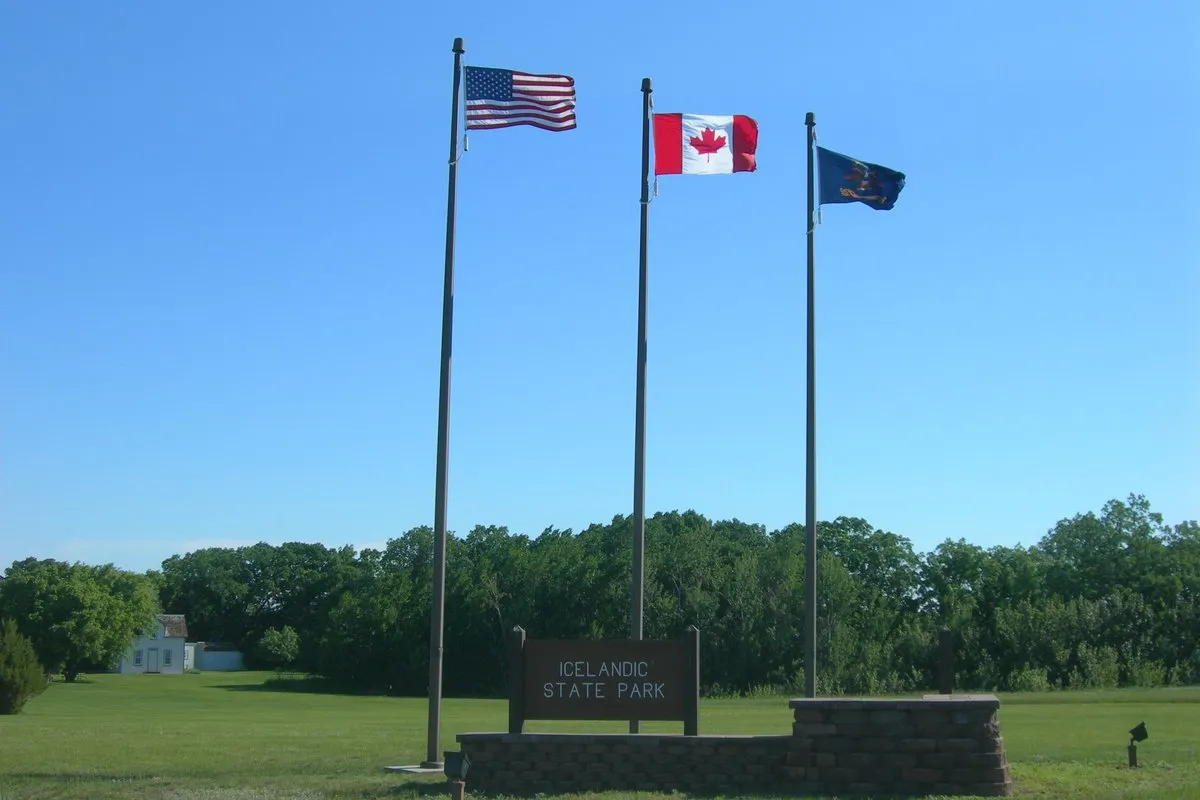 Scenic wooded trail and wetlands at Icelandic State Park, North Dakota