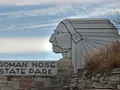Scenic view at Roman Nose State Park, Oklahoma, showing rugged canyon cliffs and rolling hills