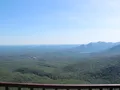Scenic view from the rocky Caesars Head overlook above the Blue Ridge escarpment in South Carolina