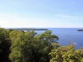 Scenic view of Peninsula State Park, Wisconsin, showing forested bluffs along the Lake Michigan shoreline